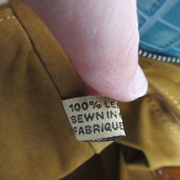 Patricia Nash Abingdon Blue Grass Genuine Leather Tote Bag Croc Embossed 966 - Picture 6 of 16